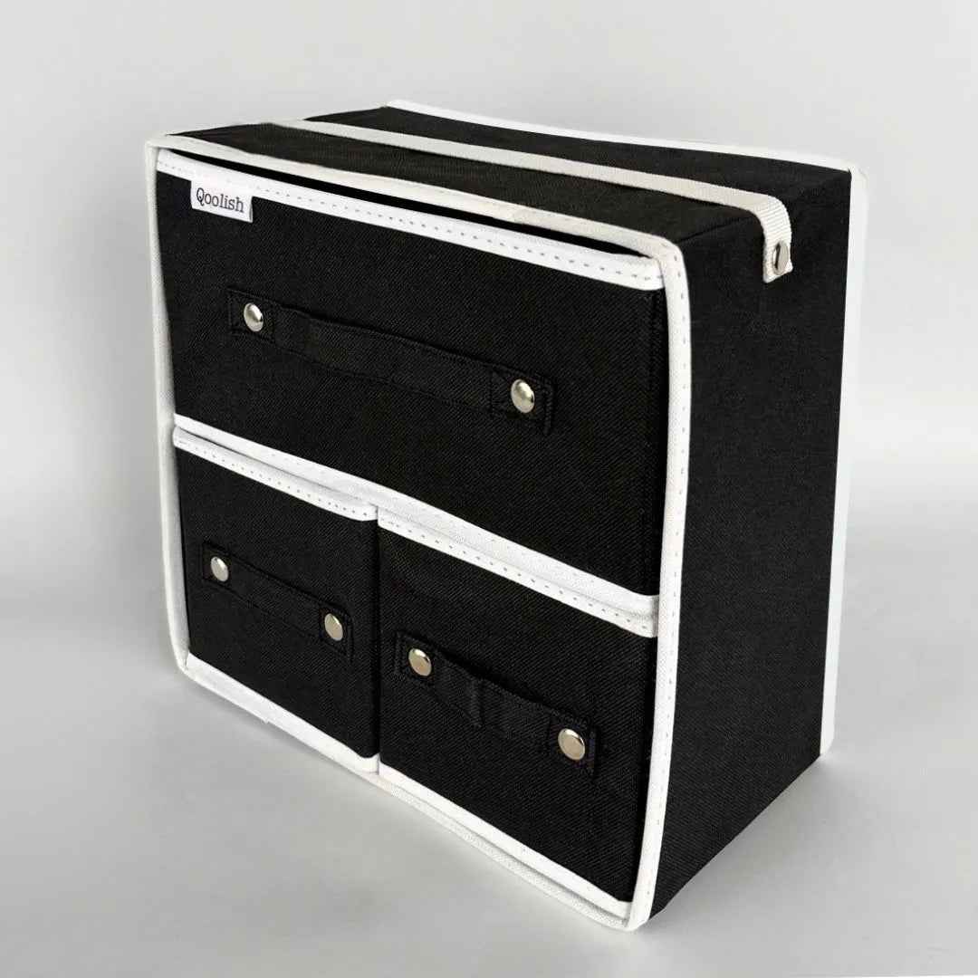 Qoolish Makeup & Jewellery Organizer Box – Black & White (Available in 3 colors)