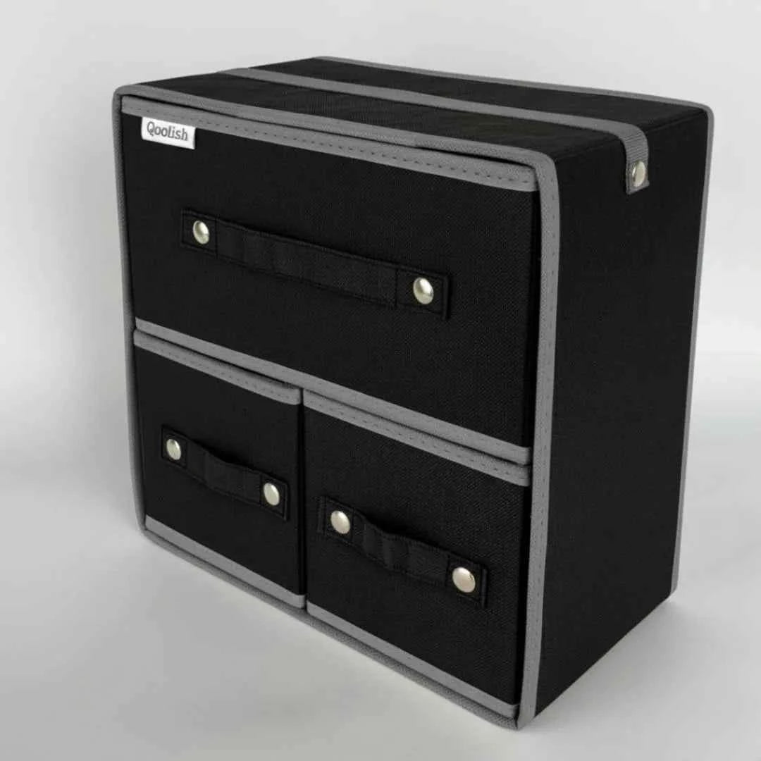Qoolish Makeup & Jewellery Organizer Box – Black & White (Available in 3 colors)