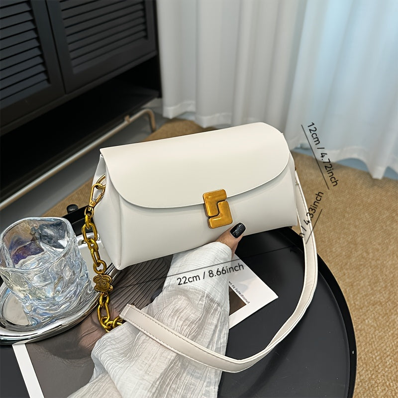 Elegant Black Faux Leather Crossbody Bag for Women