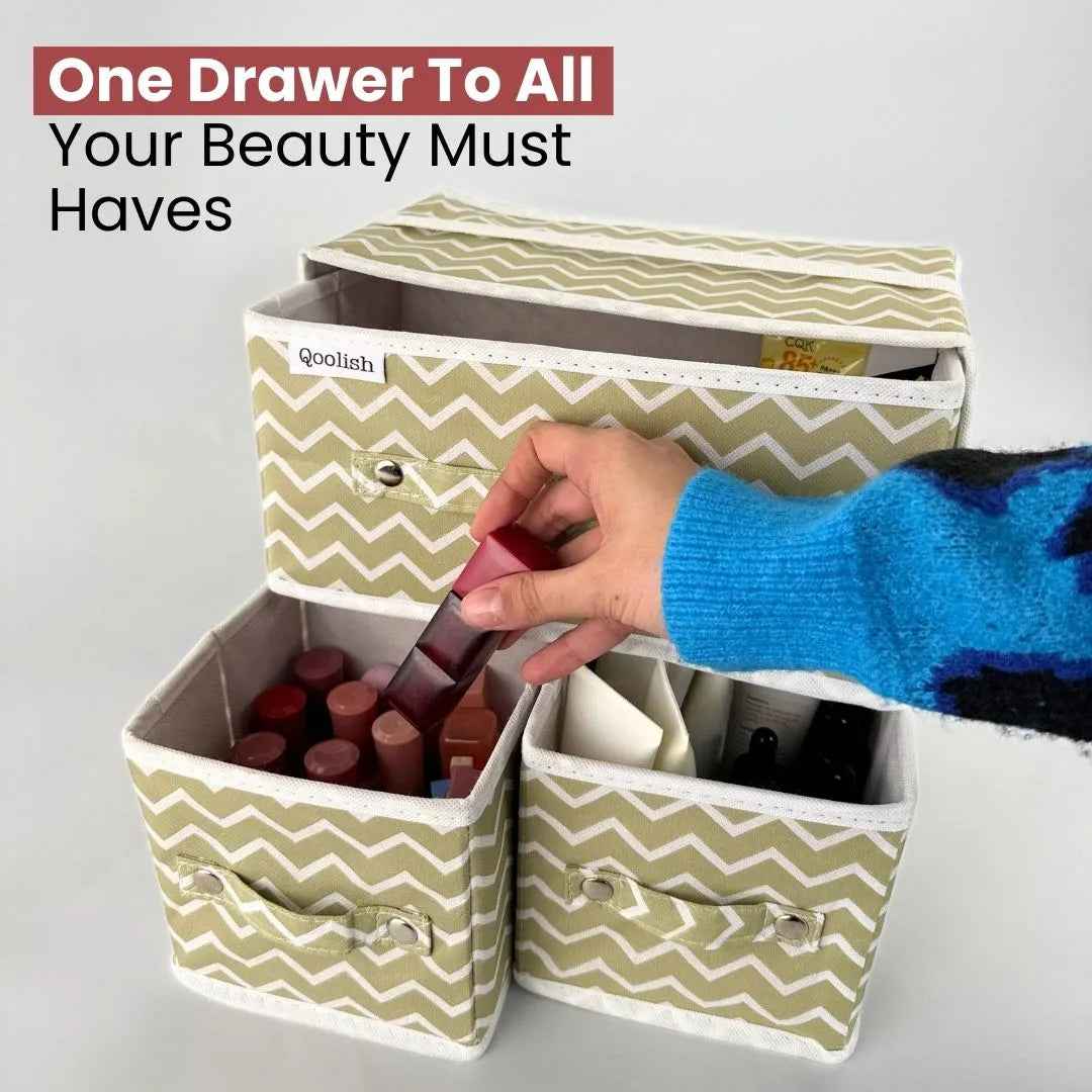 Qoolish Makeup & Jewellery Organizer Box – Black & White (Available in 3 colors)