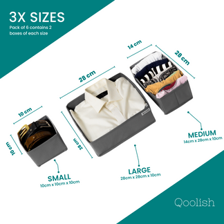 Qoolish Drawer Organizers (Pack of 6) : Tidy-Up Your Space in Style! Available in 10 Colors. iCONA