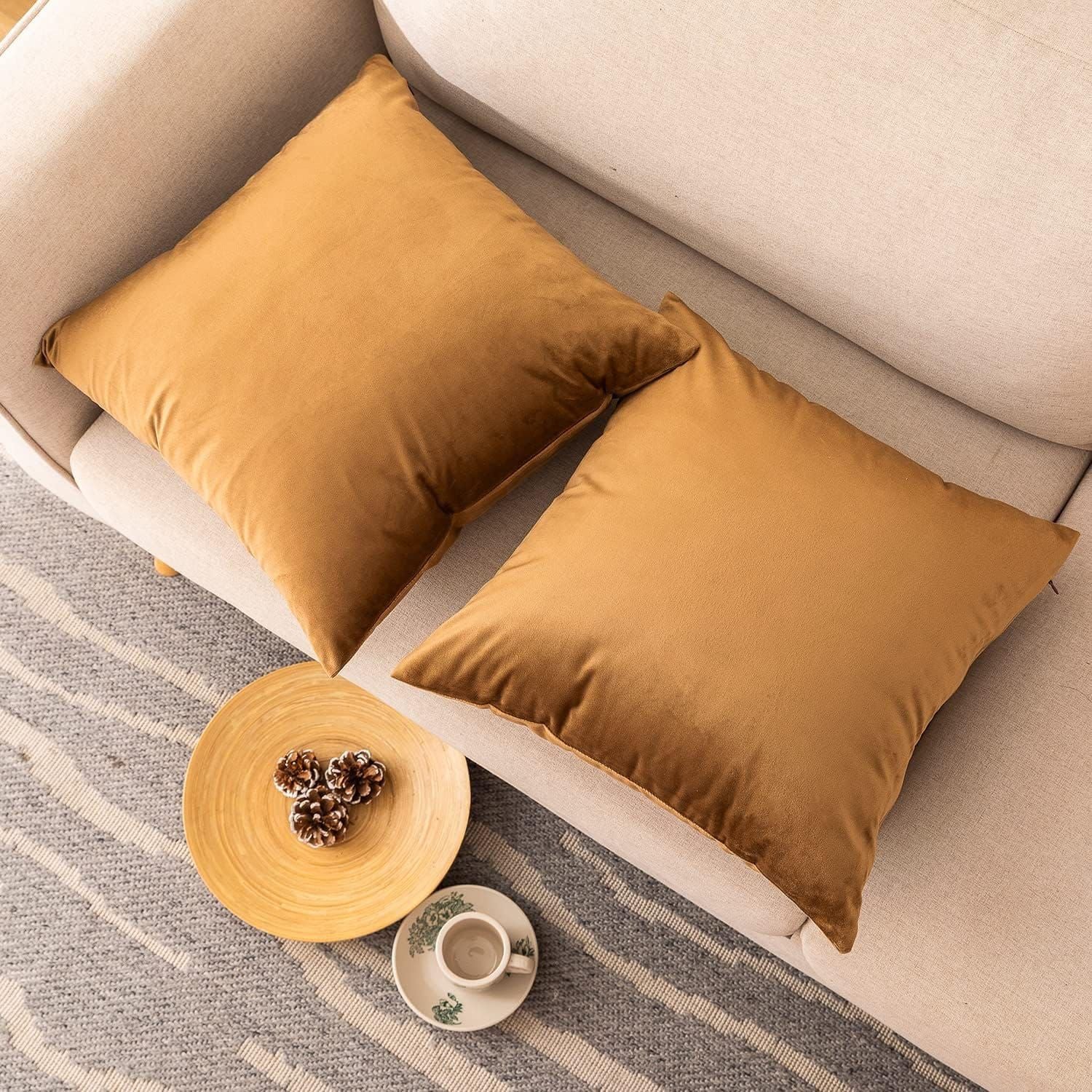 Luxury Velvet Plain Cushion Cover Luxury luck For Your Room's 16 by 16 Inches ICONA